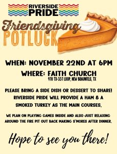 Riverside Pride Friendsgiving Potluck @ Faith UCC
