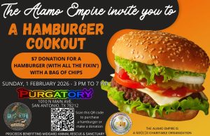 Alamo Empire Hamburger Cookout Fundraiser @ Purgatory