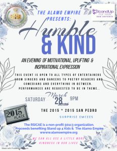 “Humble & Kind, An Evening of Motivational, Uplifting and Inspirational Performances ” Show & Auction @ 2015 Place